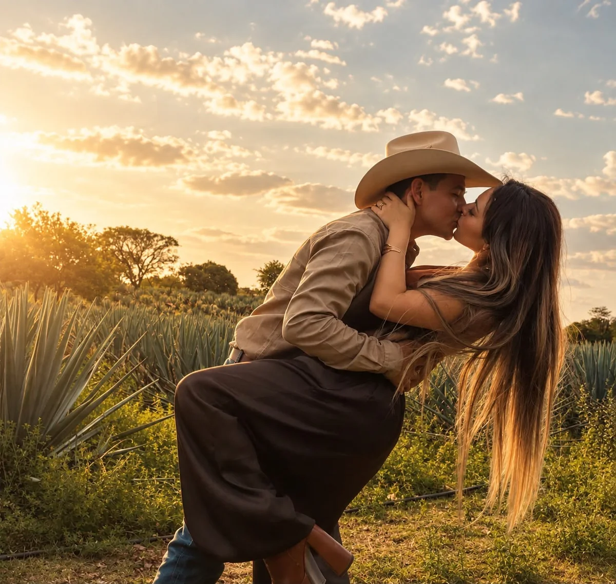 Eduardo y Marisol entre los agaves